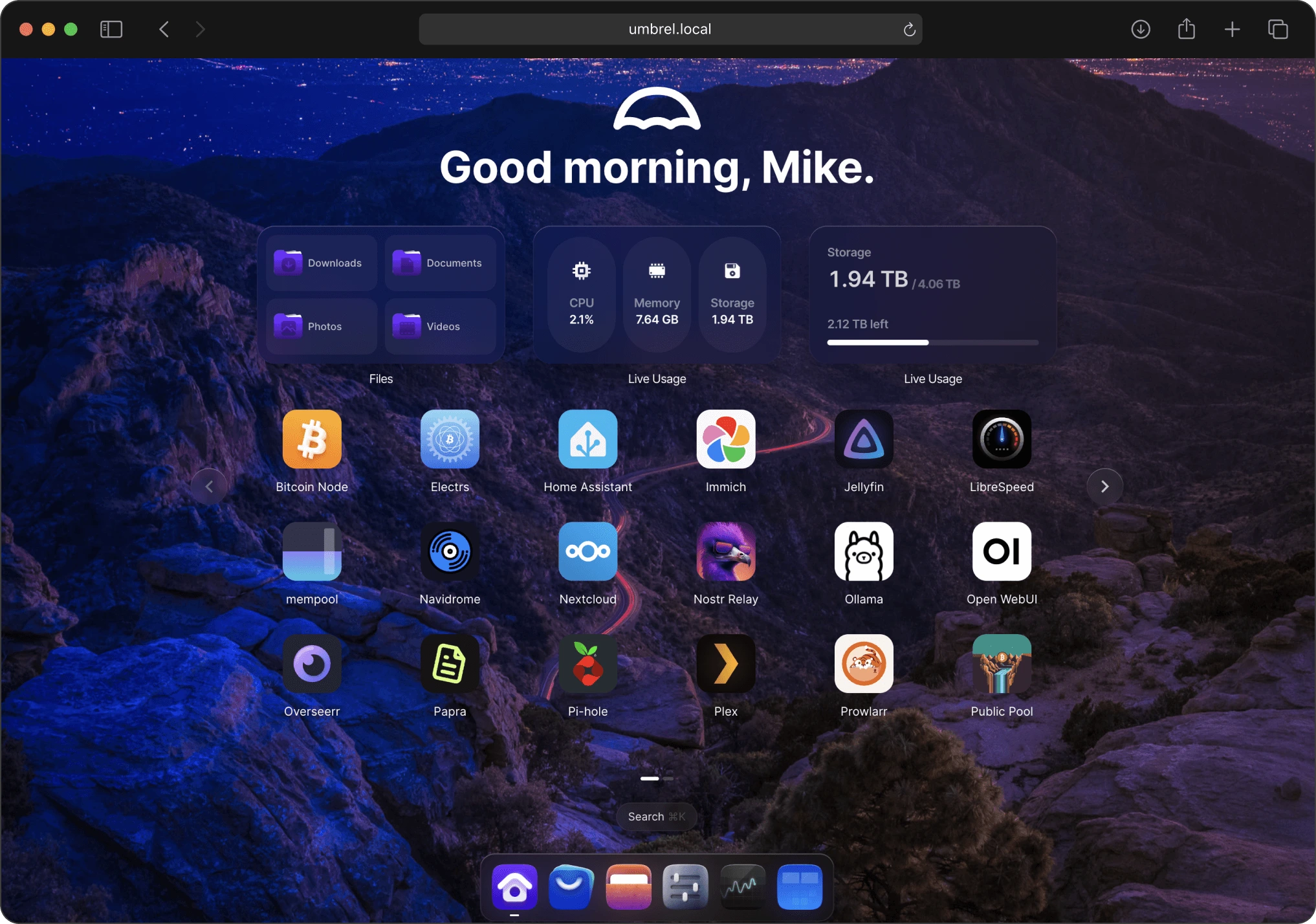 XE OS dashboard