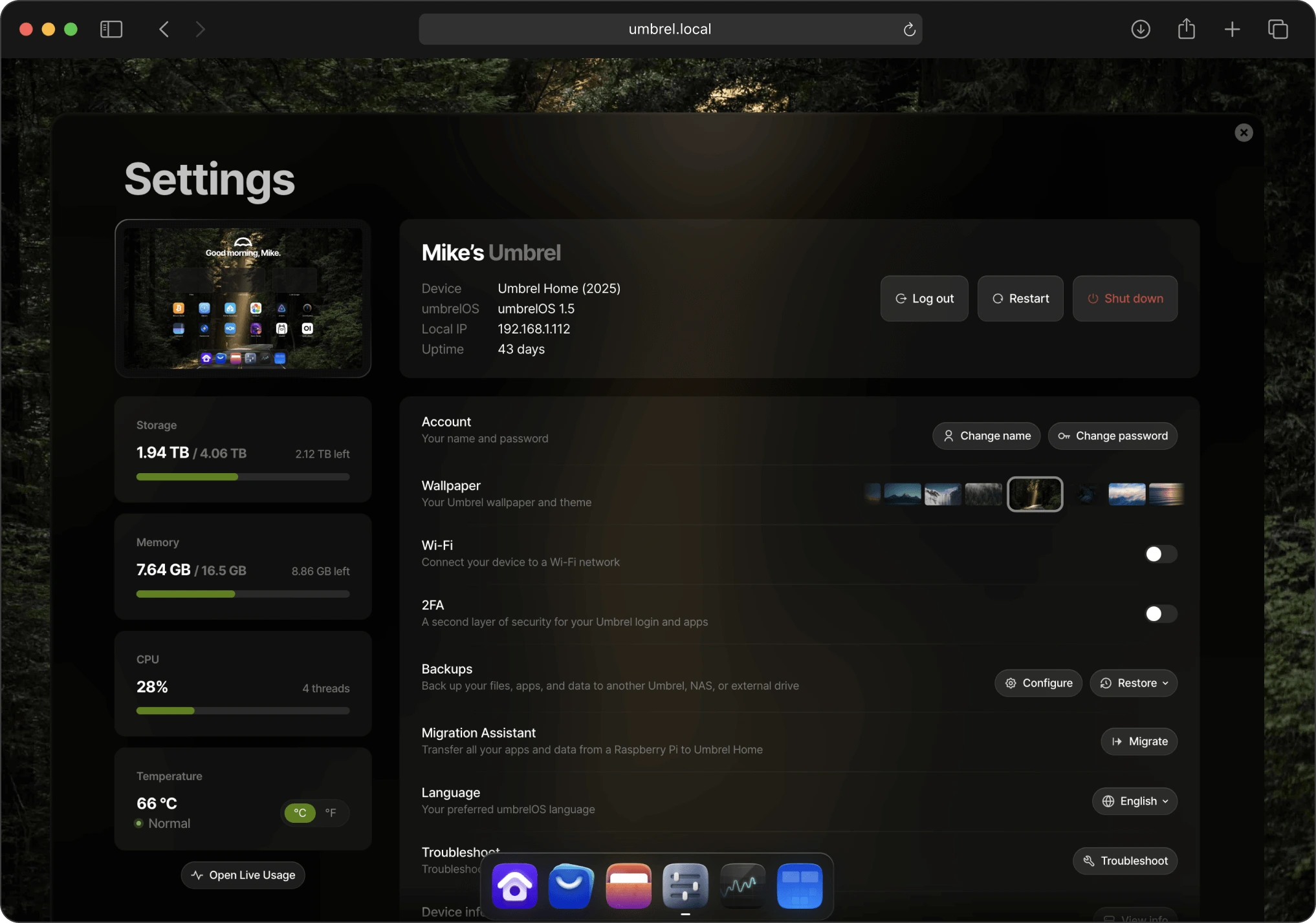 XE OS dashboard